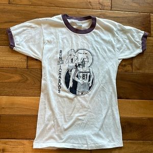 Vtg 82 Healthknit Run for the Ichabods ringer T